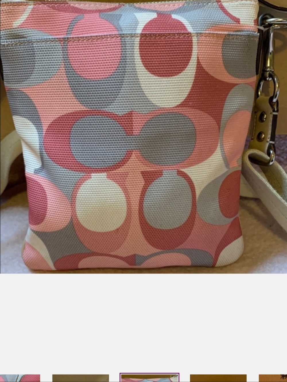 Coach Scarf Print Swingpack Rose Gray Crossbody Bag - Picture 4 of 11